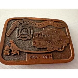 Vintage Anthony Fire Dept 100th Anniversary‎ Belt Buckle CD Hit Brand 1885-1985